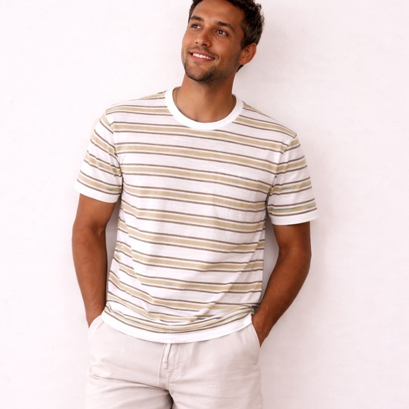 Common People Clothing Other - NWOT Common People Clothing Striped Taupe Soft Touch Cotton T shirt Men’s XL